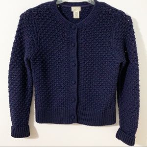 L. L. Bean Cable Knit Cardigan Wool Blend Sweater